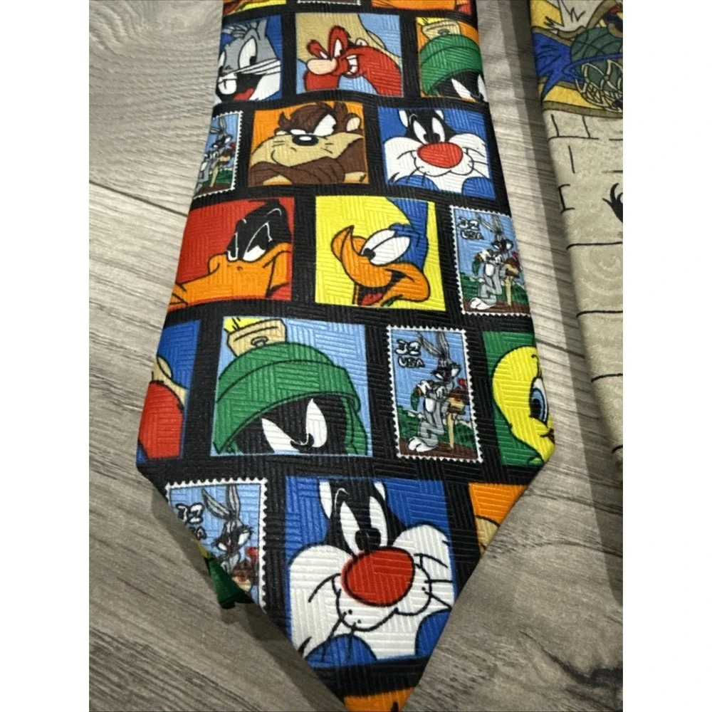 Looney Tunes Men's Neck Ties 1990s‎ Warner Brothers Lot Of 3 Tweety, Bugs Etc