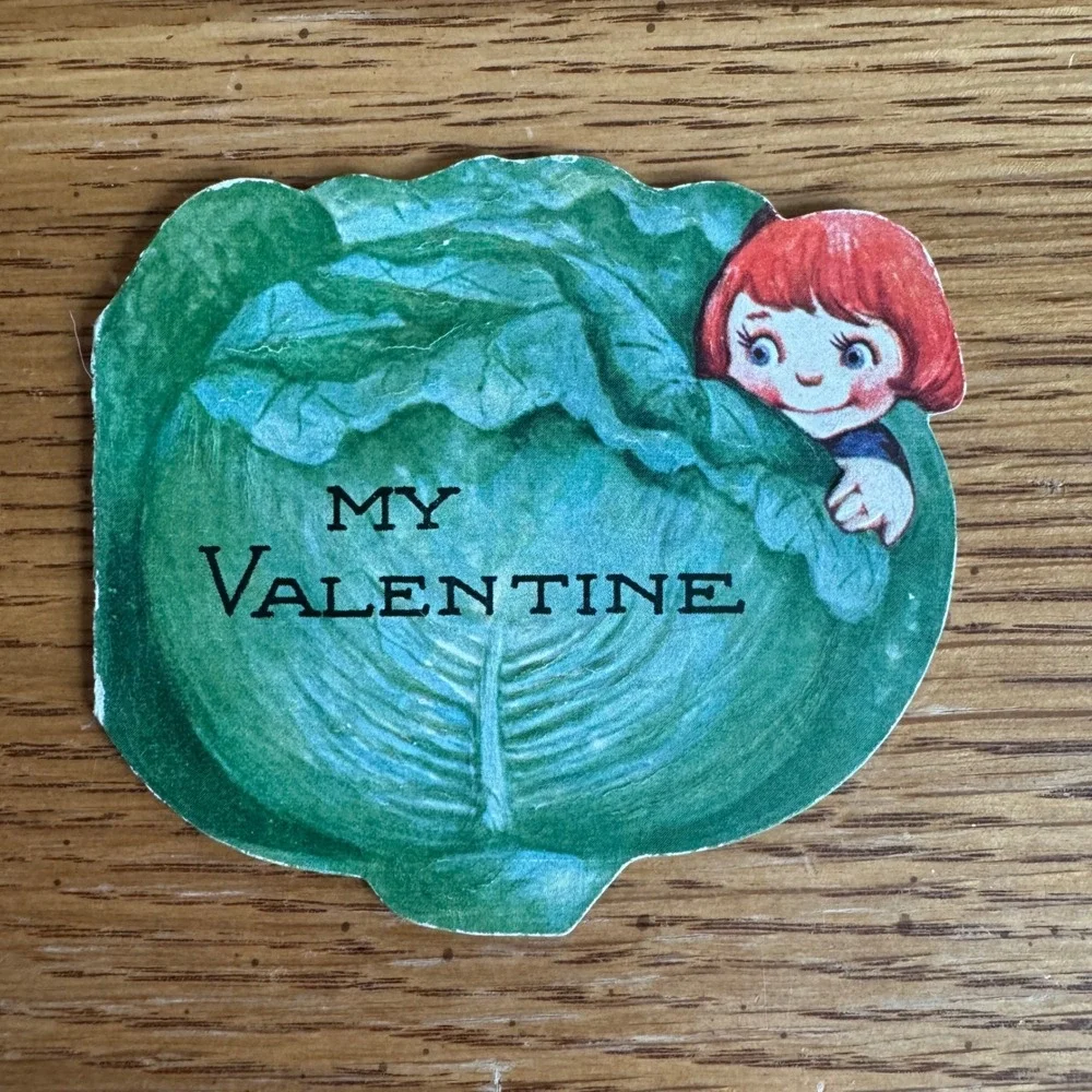 Vintage‎ Cabbage My Valentine Pop Up Card Girl I've Lost My Head Over You