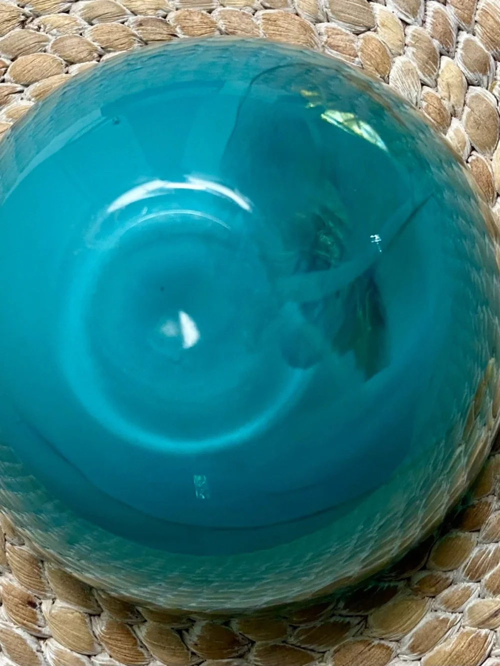 Vintage Kosta Boda Glass Atoll Anna Ehrner Aqua Green Swirl Votive Candle Holder