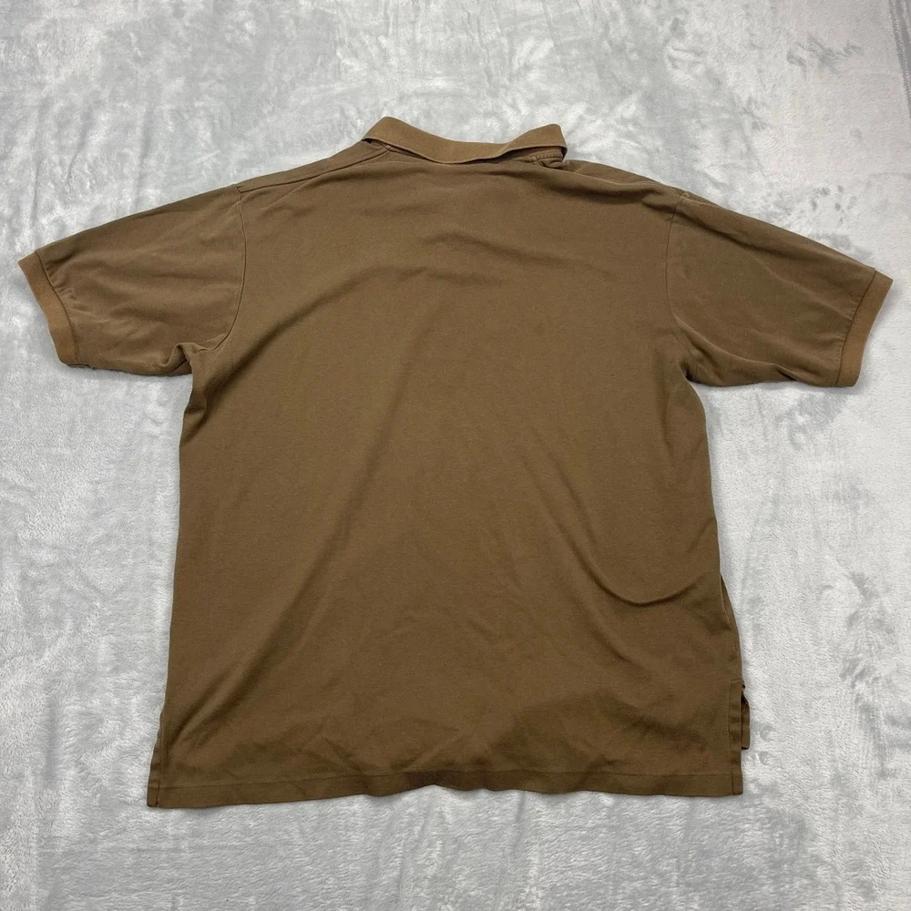 Polo Ralph Lauren Polo Shirt Mens XL Brown Short‎ Sleeve High Low Slit Pony Logo