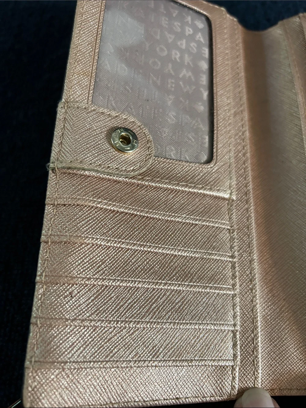 kate spade NY Metallic Rose Gold Saffiano Leather Continental Bifold Wallet