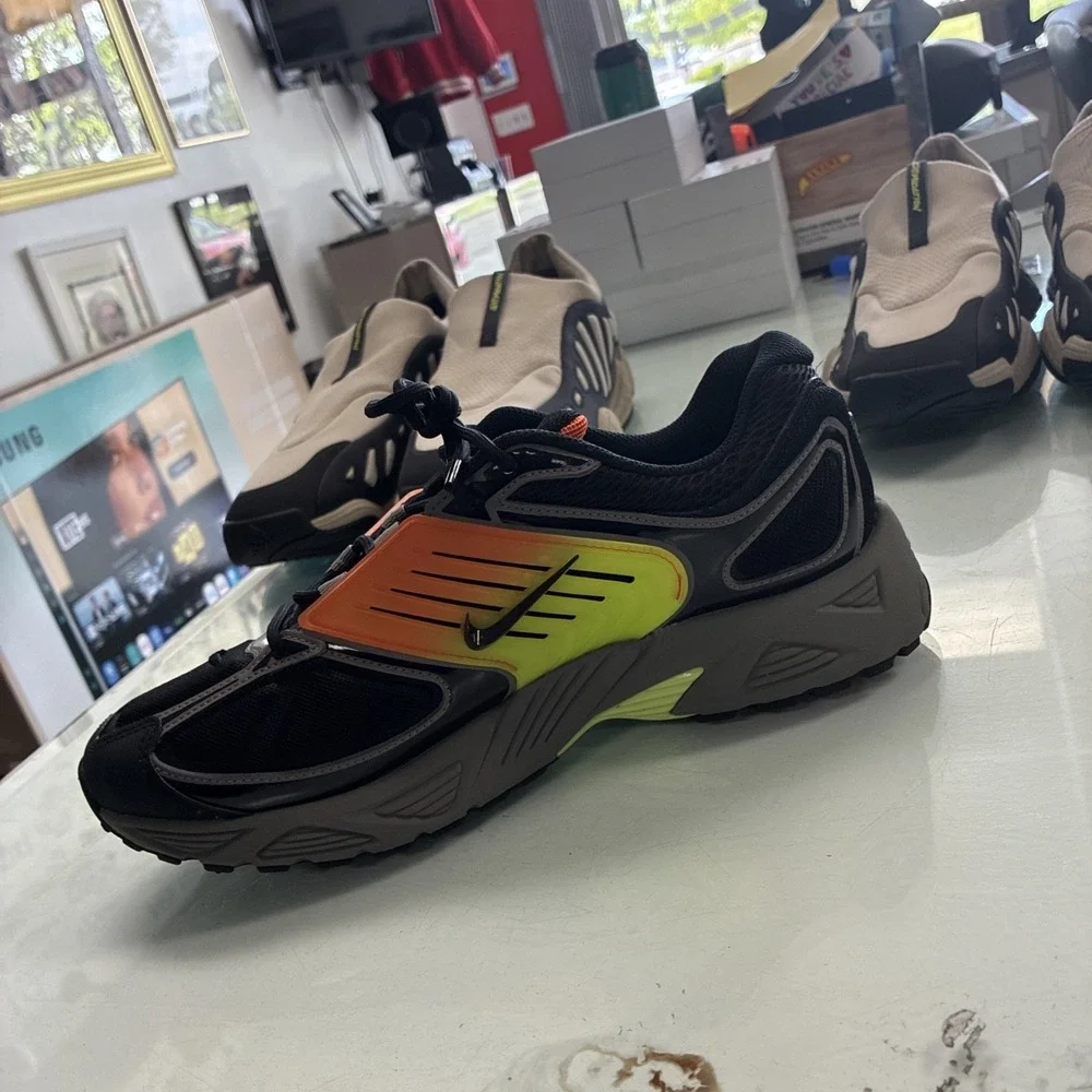 Nike Air Pegasus Wave Mens Size 9 Black Flat Pewter Safety Orange IB0612 005 New
