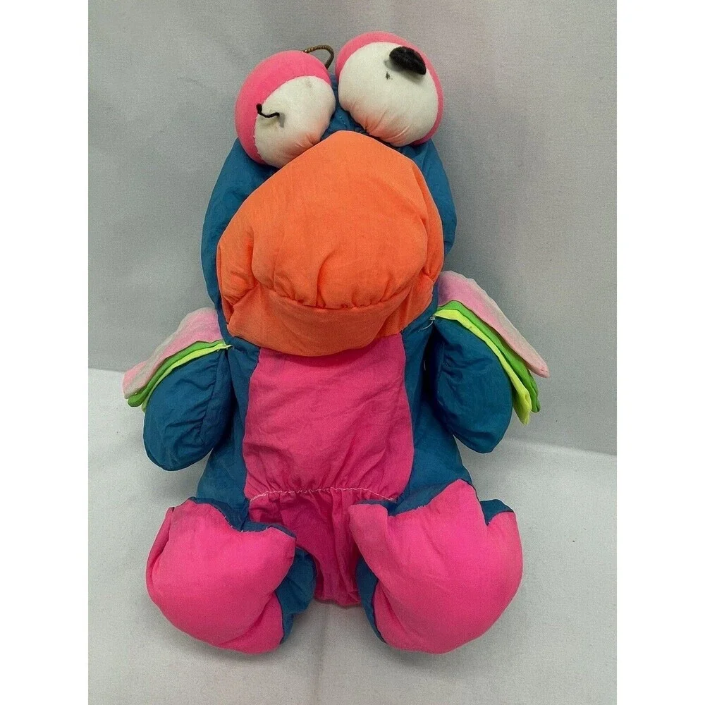Vintage Ace Novelty Neon Bird Plush Nylon Puffalump 10
