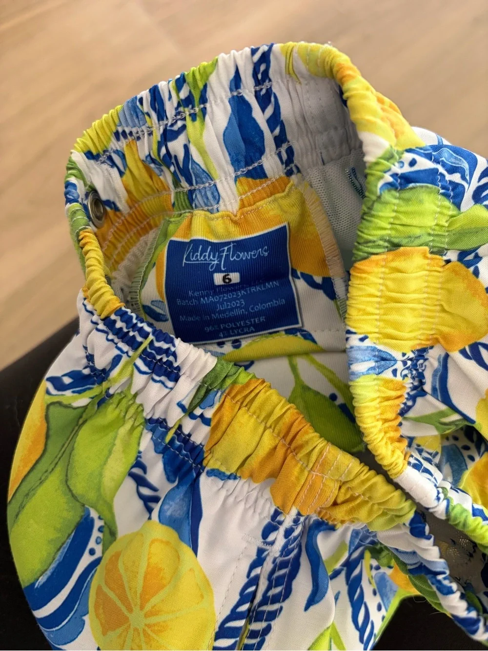 Kenny Flowers Yellow Lemon Print Elastic-Waist Kids Shorts