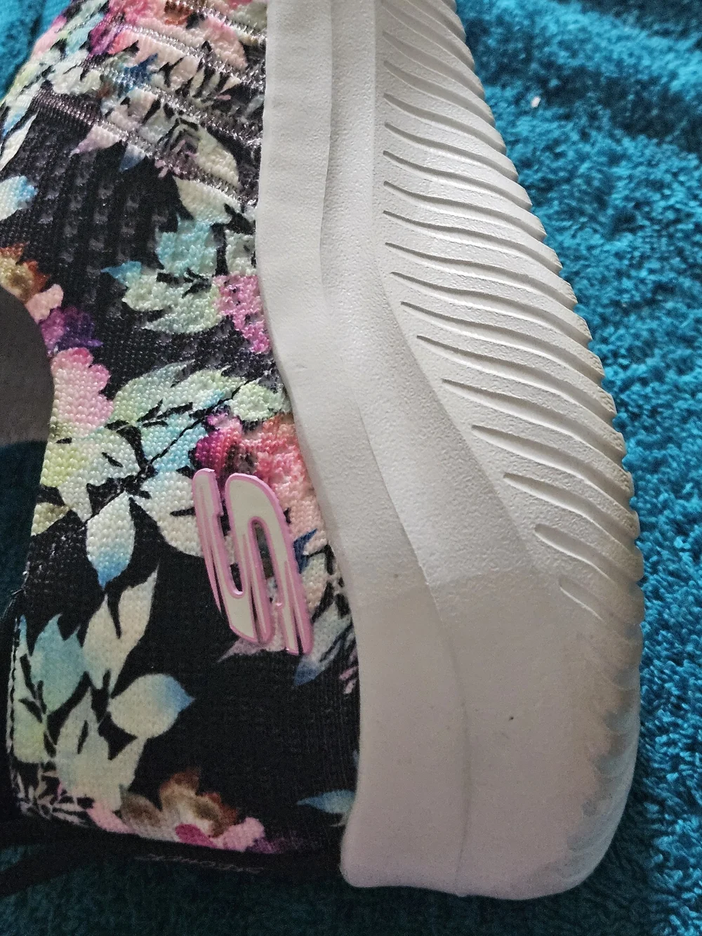 Skechers Women's Black Floral Slip-On Sneakers