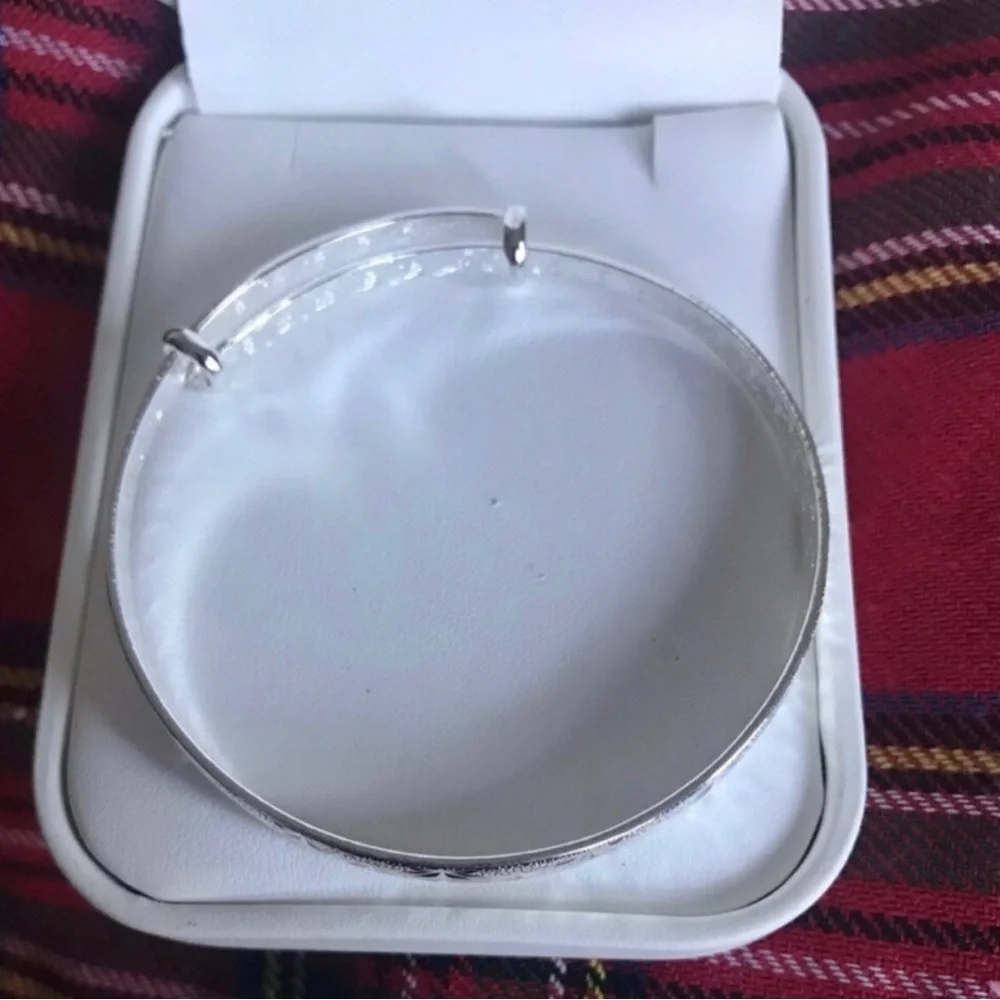 Sterling Silver Etched Starburst Bangle Bracelet