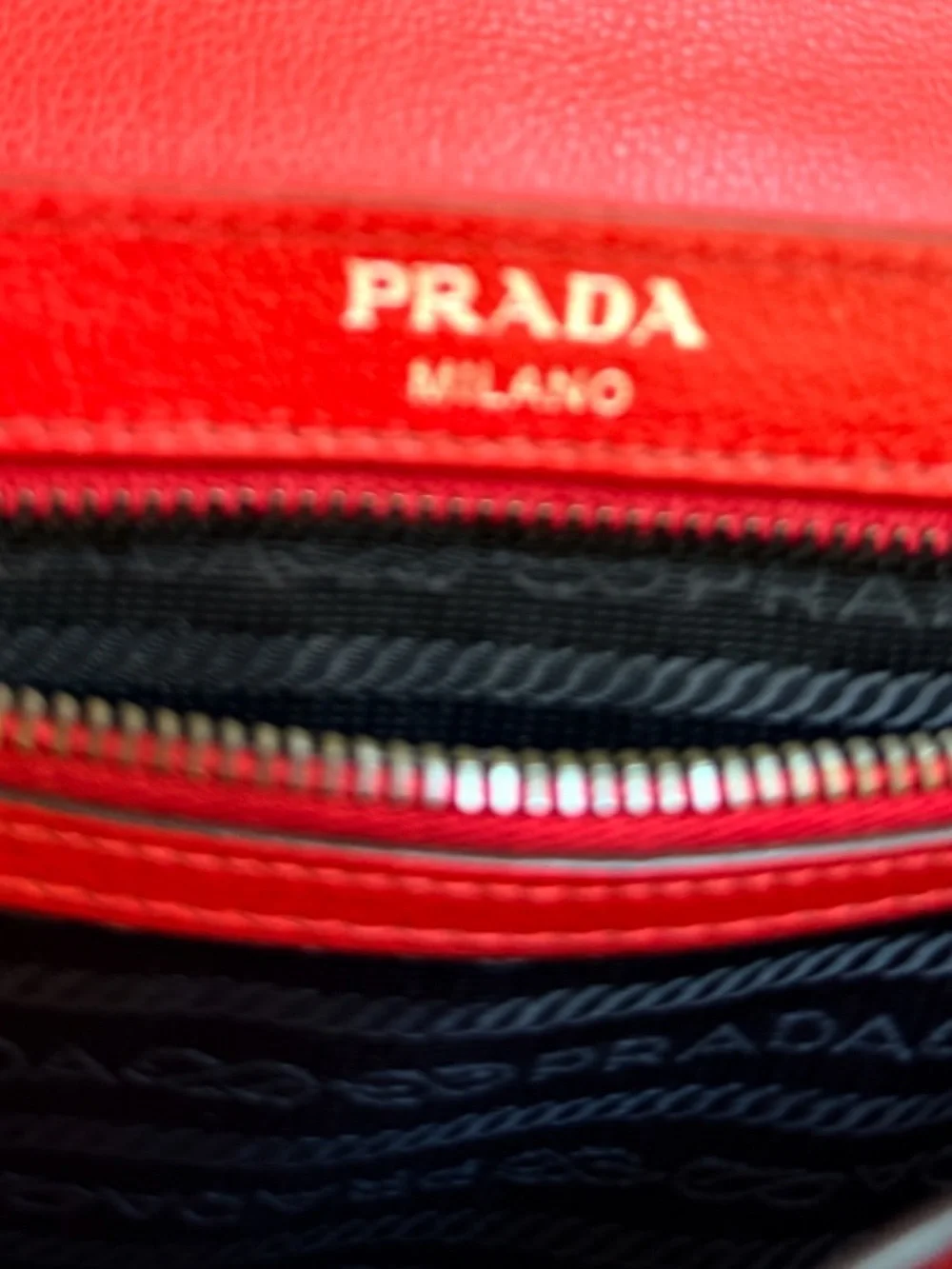Prada red leather