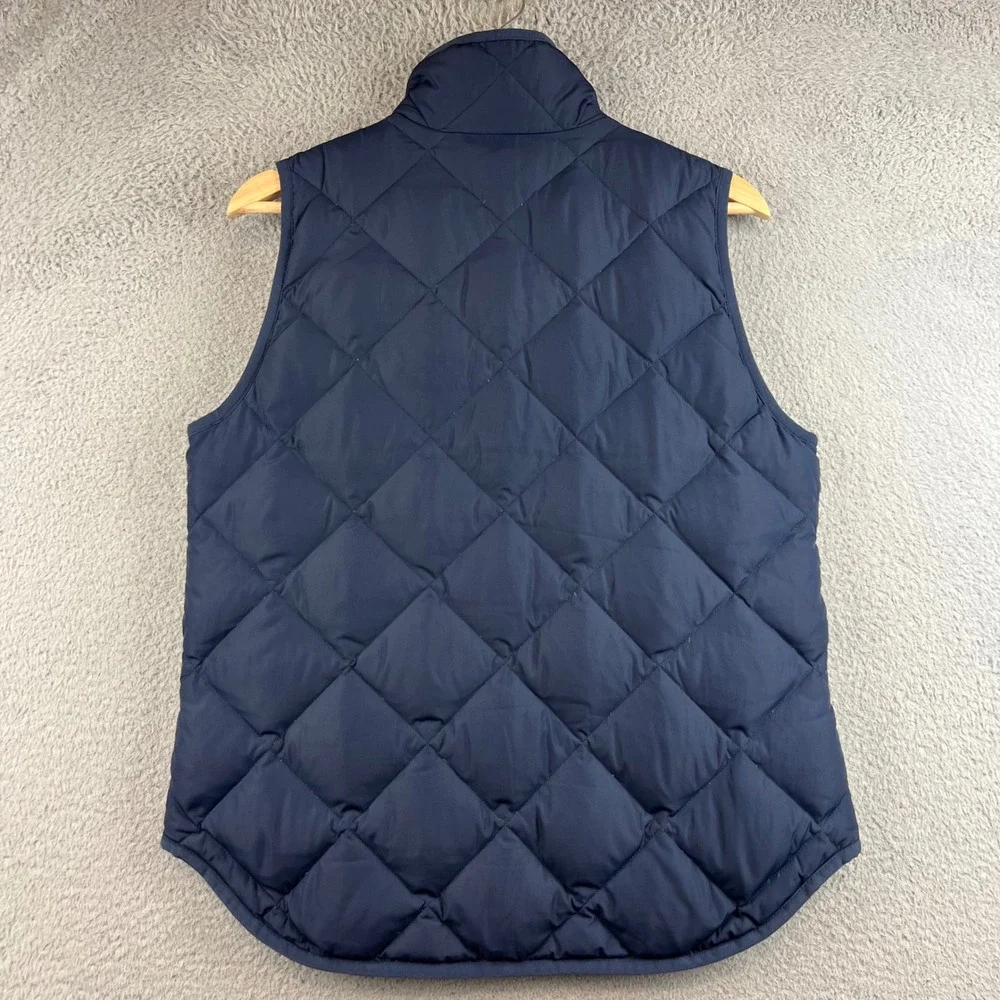J.Crew Excursion Quilted Down Vest Navy Blue Womens Small Full Zip Gold Hardware