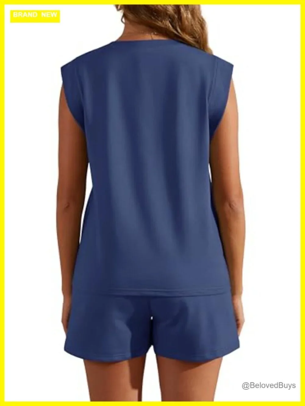 Women's Cap Sleeve Lounge Short Set with Pocket Two Piece Casual Outfit
