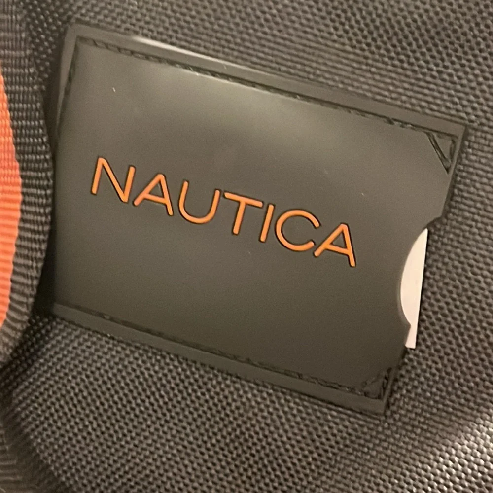 Nautica Grey Orange Canvas Tote new beach pool vacation