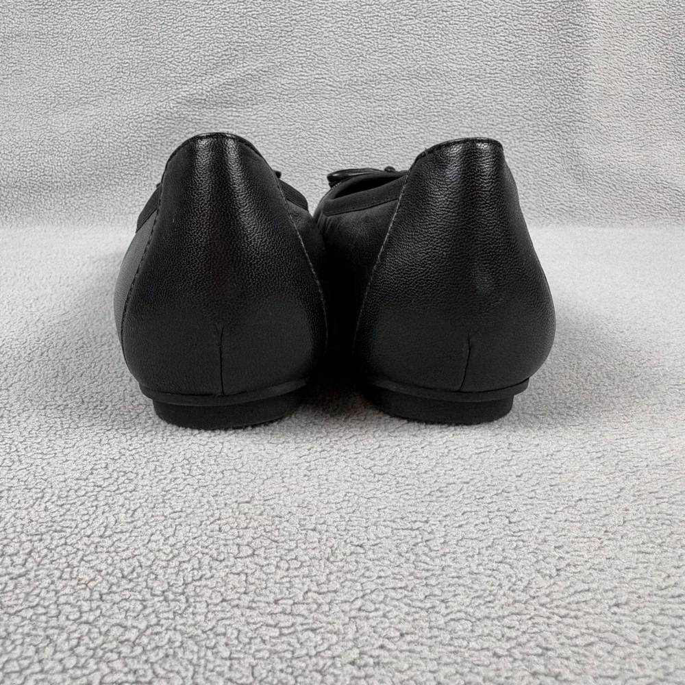Vionic Minna Ballet Flat Women's 6.5 Black Leather Bow Orthopedic Balletcore