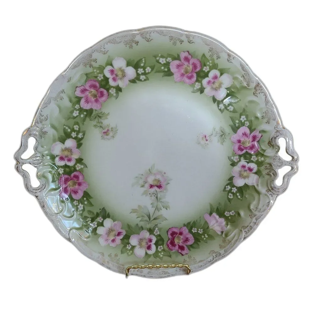 Antique Rosenthal Iris Bavaria Porcelain China Floral Serving Plate R.C. Crown