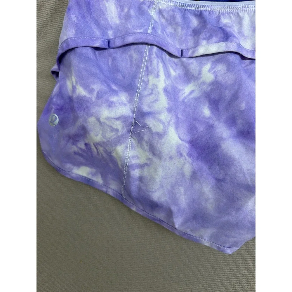 Lululemon‎ Speed Up Shorts Purple Tie Dye Blue Waistband Running Size 6