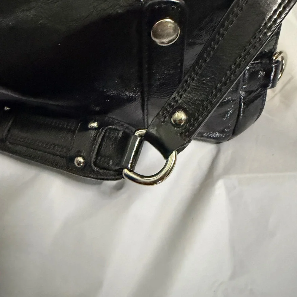 Coach Womens Ashley Signature Satchel Bag Medium Black Grey Monogram F15443 Y2K