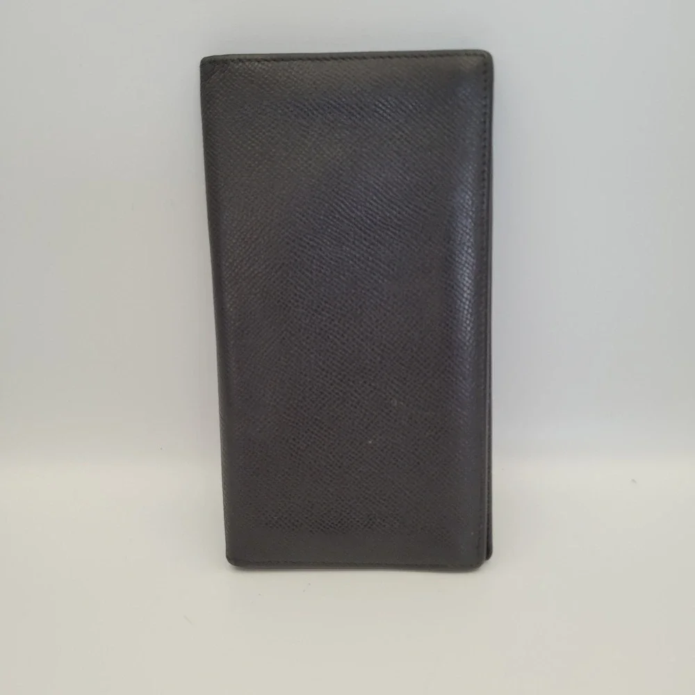 Bvlgari Mens Long Wallet Black Grain Calf Leather Bifold Made in Italy