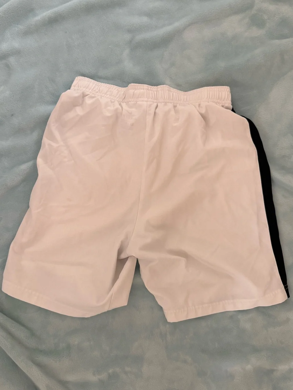Nike Men's White Athletic Shorts with Black Side Panels