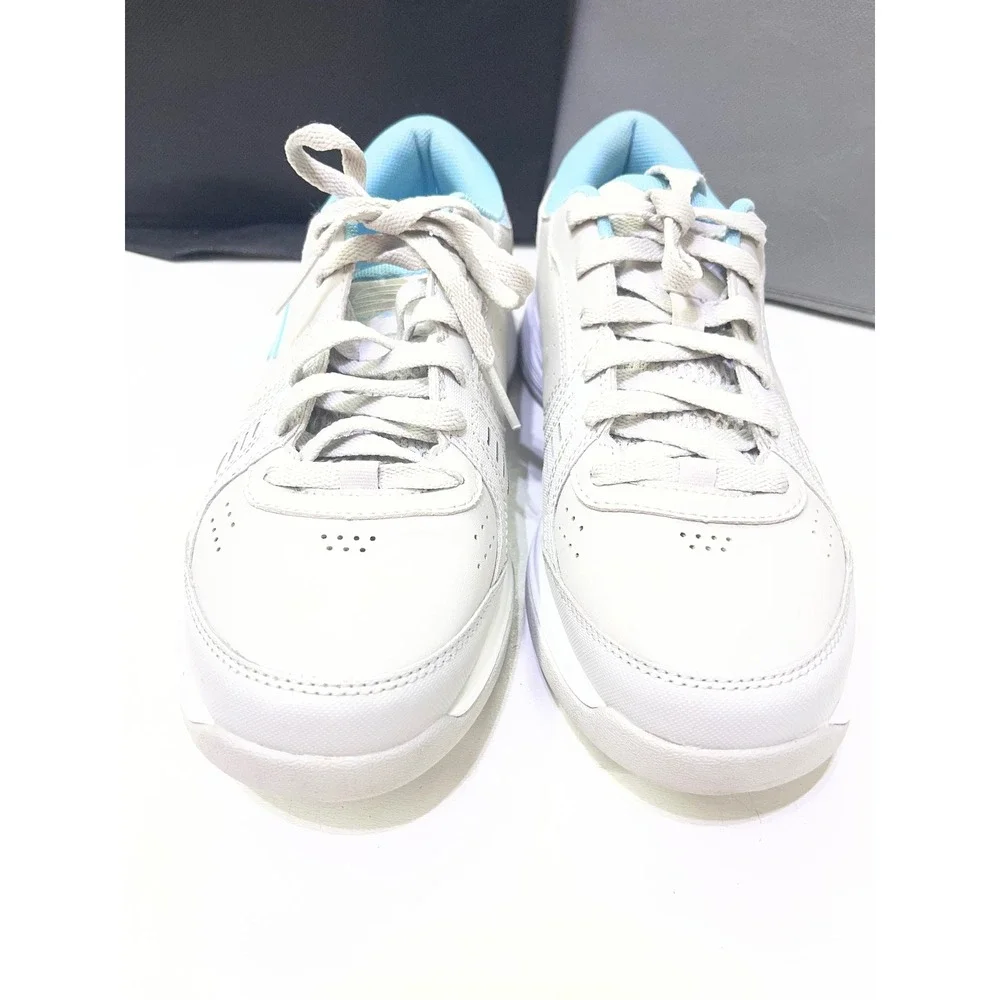 Skechers Relaxed Fit Pickleball Shoes White Blue Court Sneakers Womens 8.5