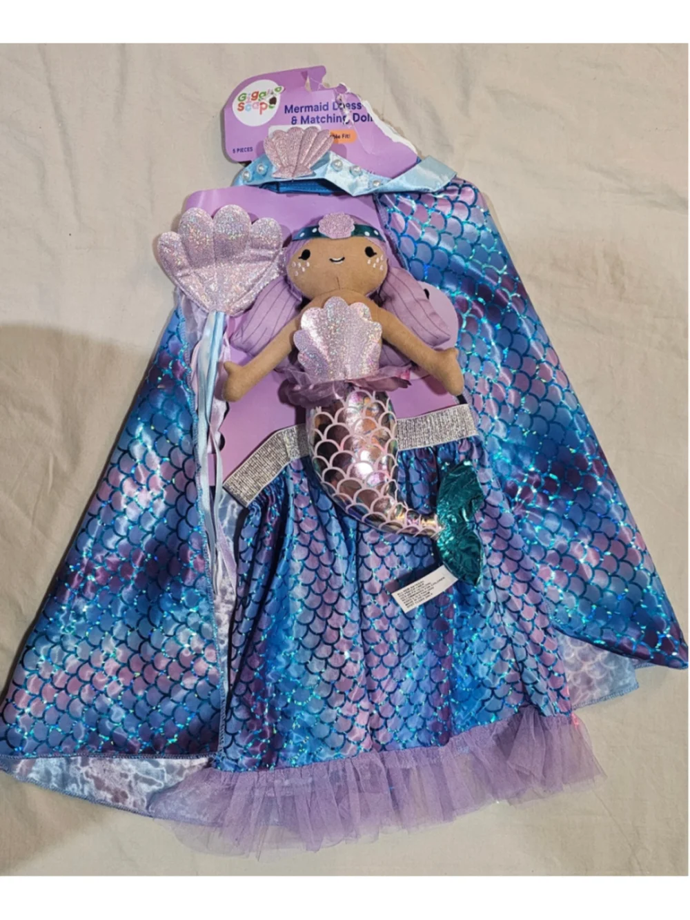 Gigglescape Girls Mermaid Costume Set Size 3-6 years Blue Purple