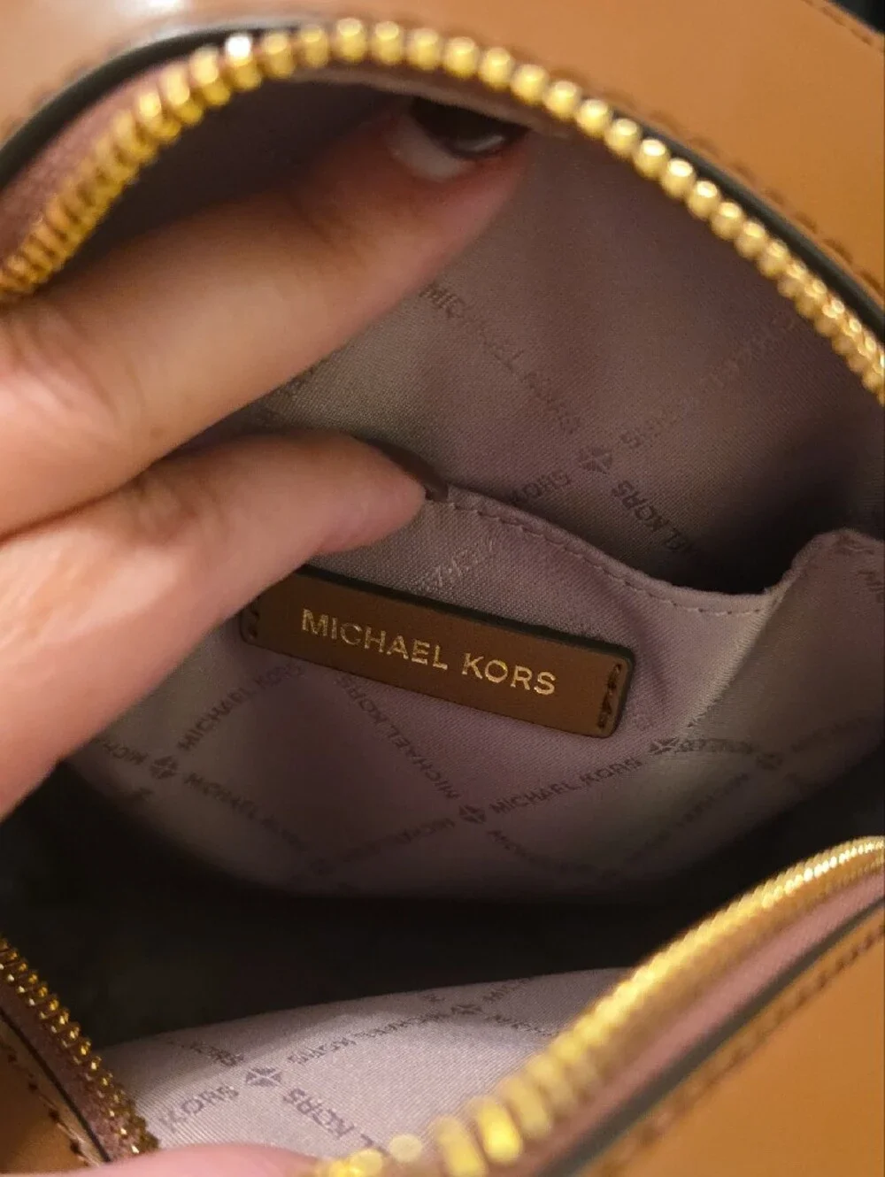 Michael Kors Brown Logo Mini Convertible Backpack with Tan Trim