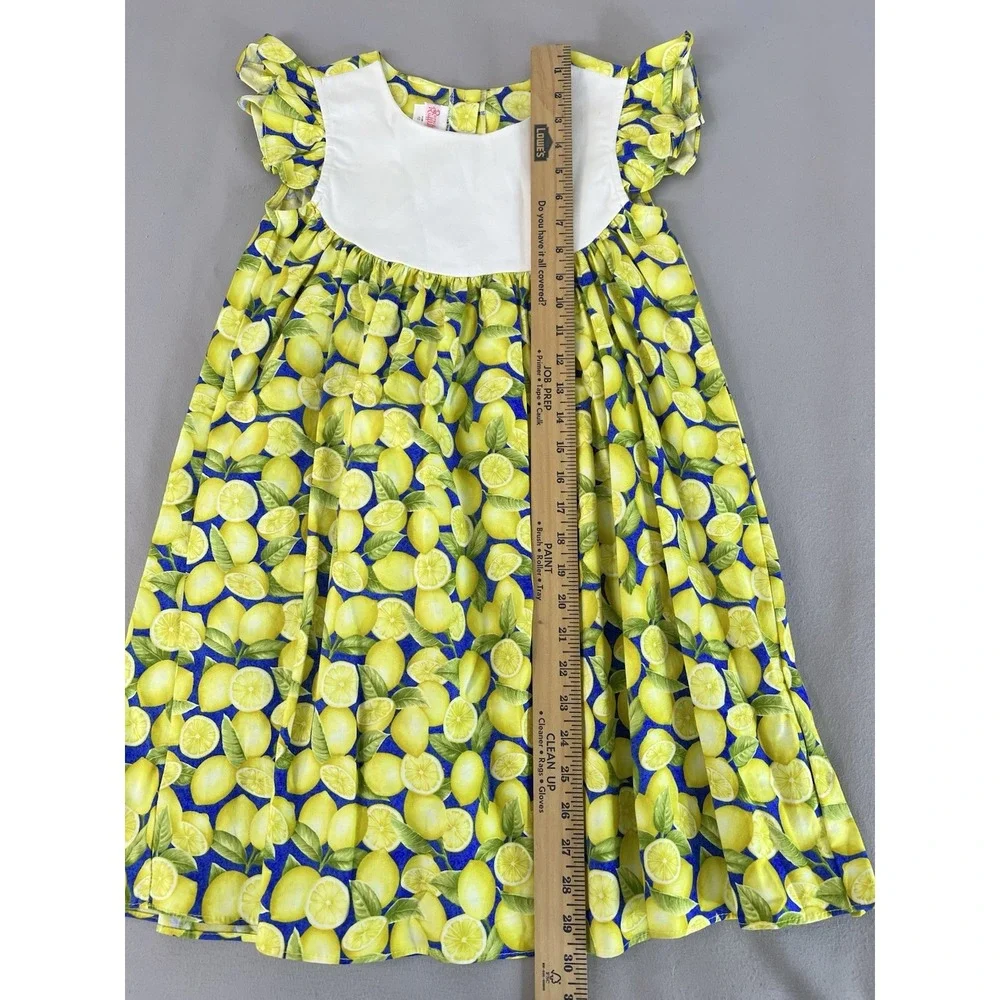 Ricrac & Ruffles Gira Dress Sz 10 Lemon Print New