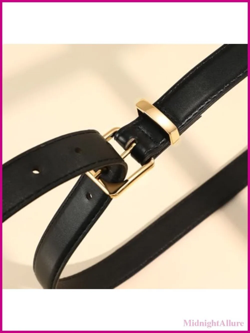 Womens Thin Faux PU Leather Belt Skinny Gold Buckle for Jeans Pants Dress