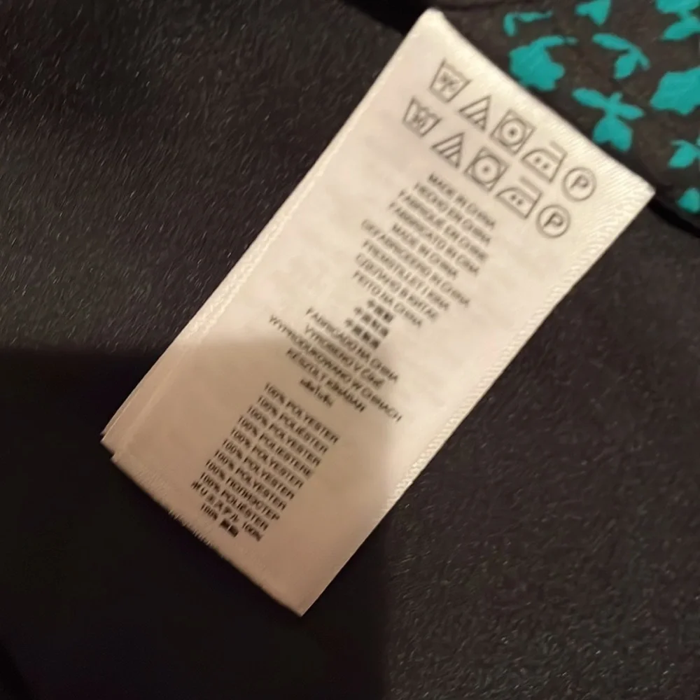 Michael Kors black & teal silk vest paisley print waterfall front size LG-XL