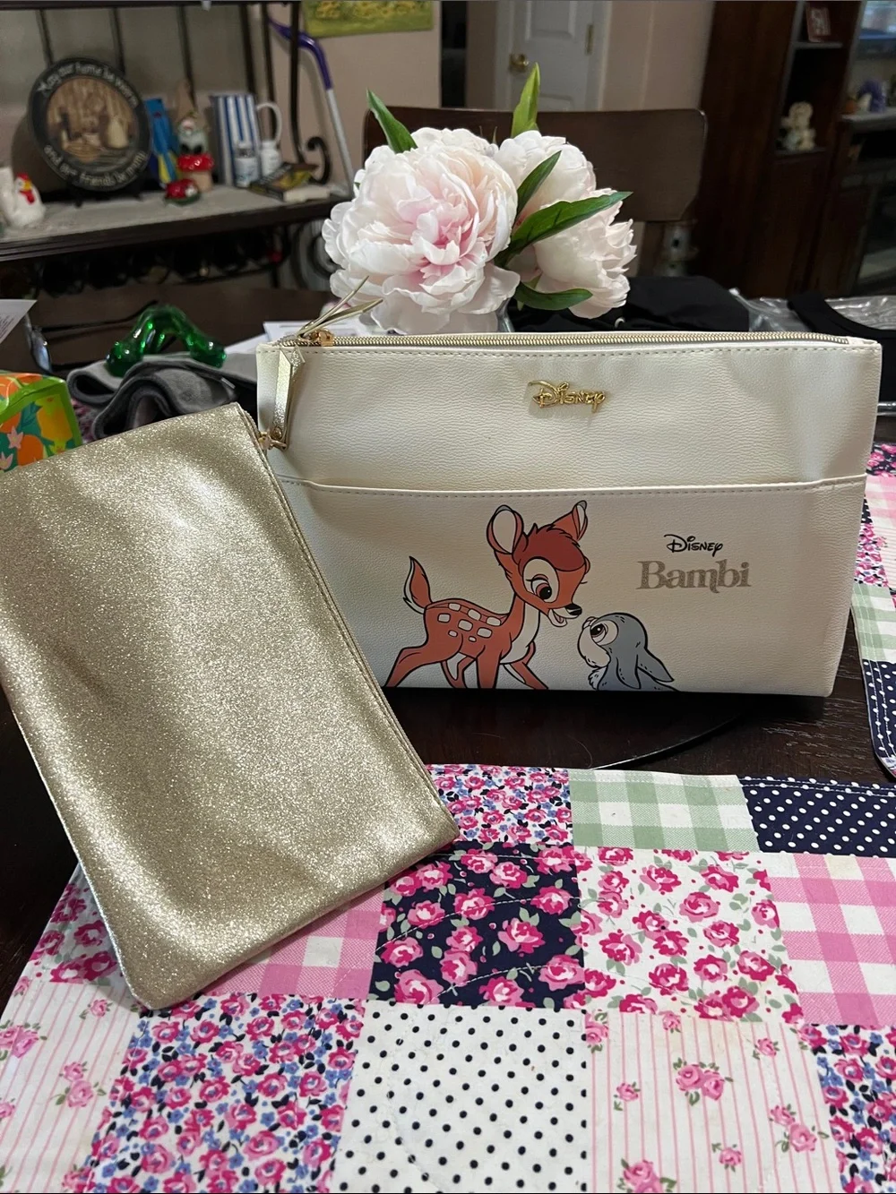 Disney Bambi Cream and Gold Clutch Wristlet