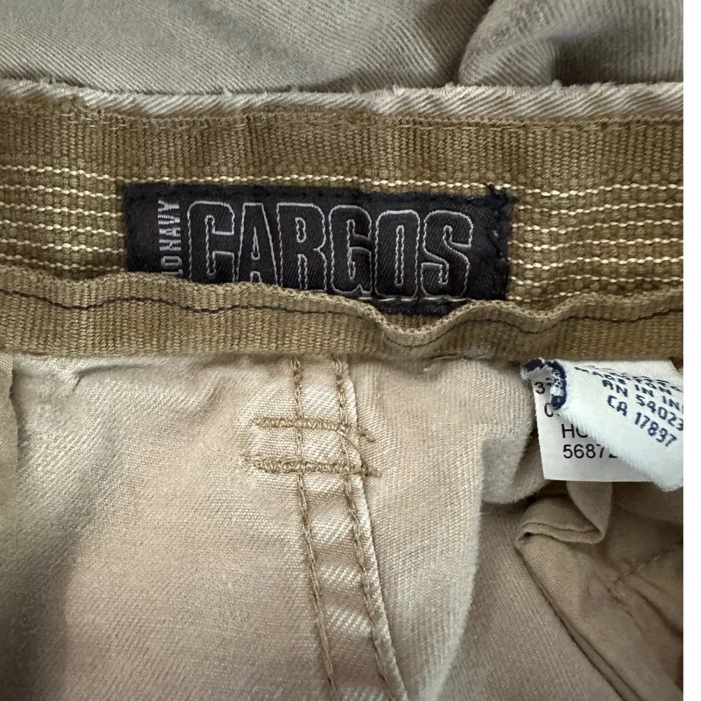 Old Navy Mens Vintage Khaki Cargo Pants 36x36 Tan Cotton Relaxed Straight Y2K