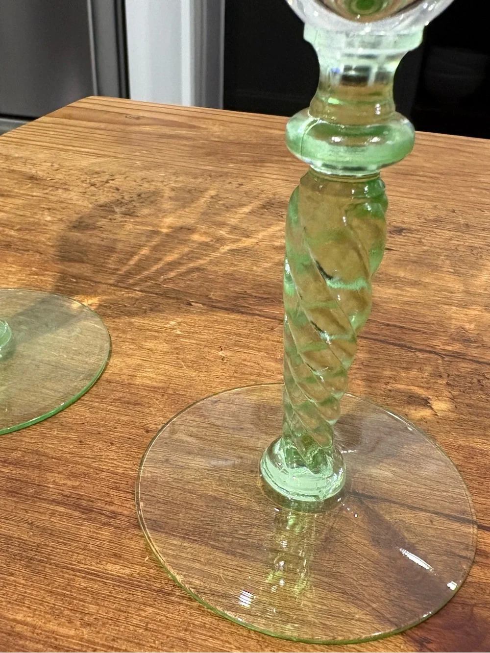 Weston Green Stem Etched Crystal Wine Glasses - Set of 2