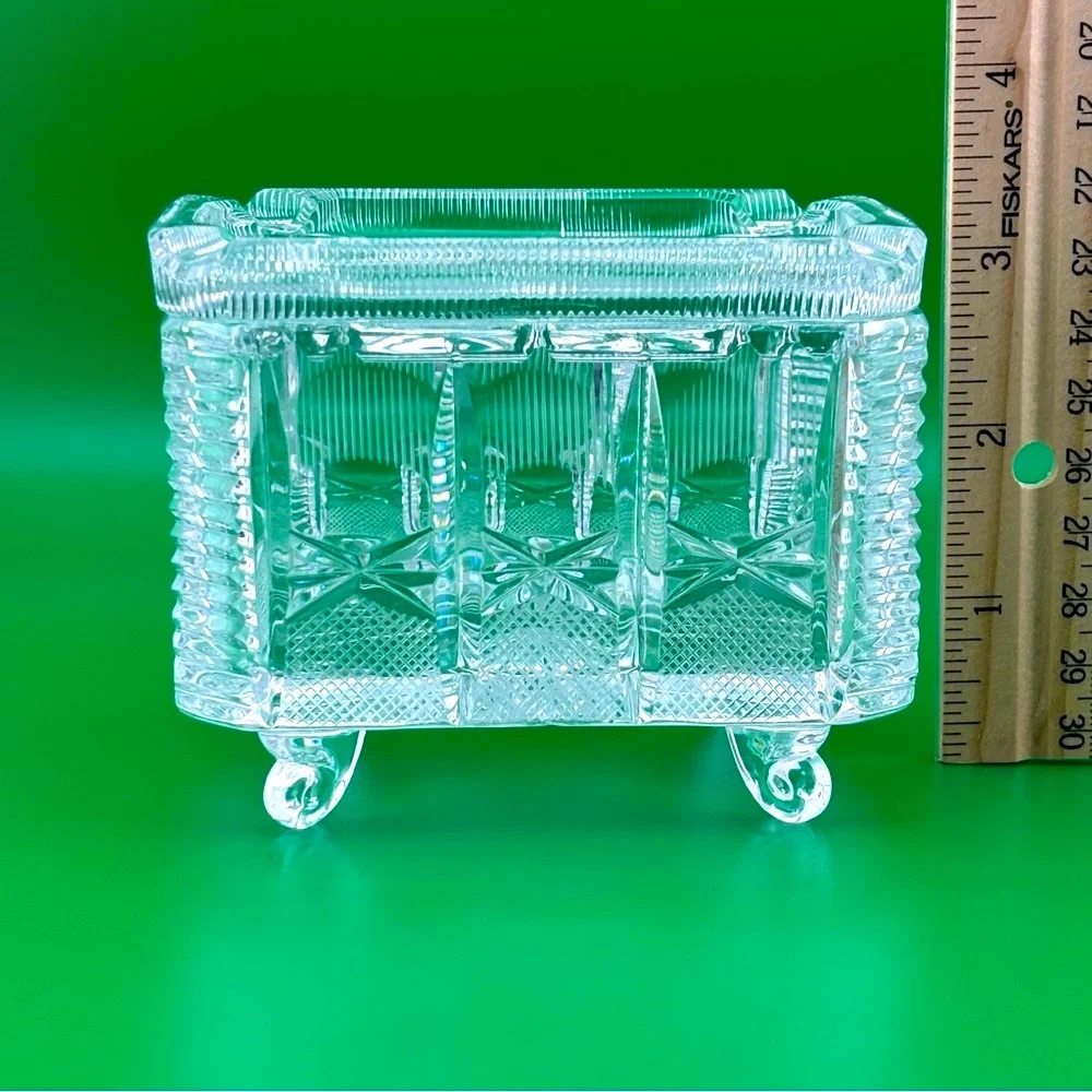 Vintage American Brillant Cut Glass Covered Cigarette Box.