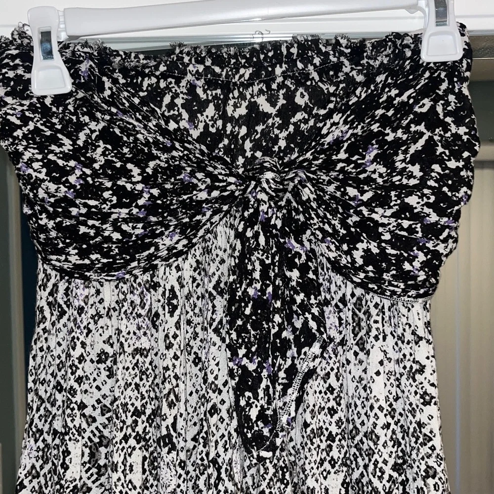 Free People FP One Bali Nights Strapless Mini Dress in Black and White sz S EUC