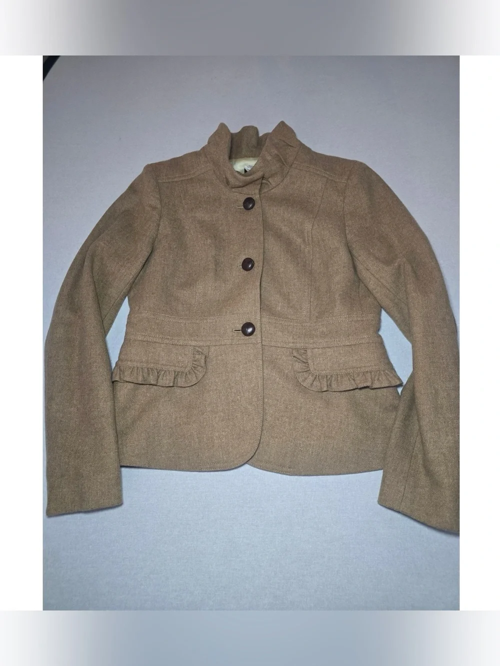 J. Crew Tan Peplum Wool-Blend Blazer