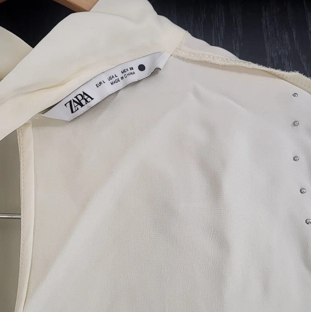 Zara Limited Edition lvory & Red Crystal Blouse