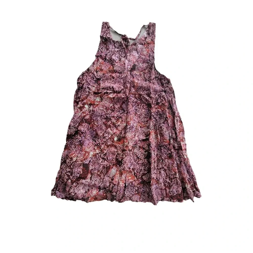 Silence + Noise Purple Snake Print Wrap Mini Halter Tank Swing Dress‎ Size M