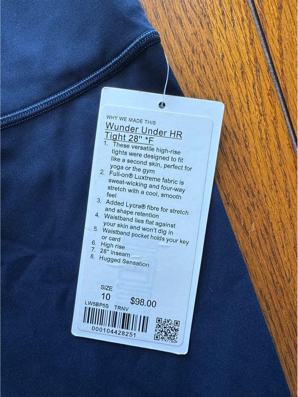 Lululemon Wunder Under High Rise 28” Full On Luxtreme, True Navy Size 10 NWT