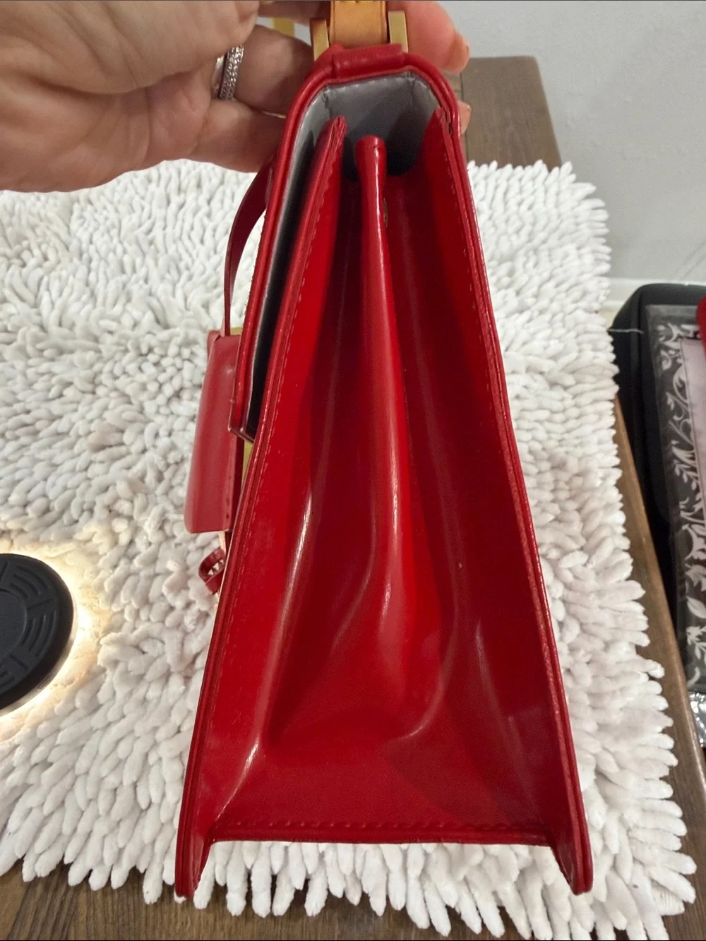 Louis Vuitton vernis leather gold