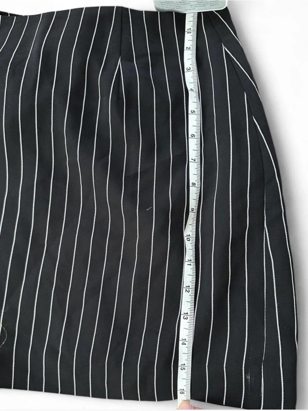 Leith Black Pinstripe Front Tie Mini Skirt Faux Wrap Striped Sz M