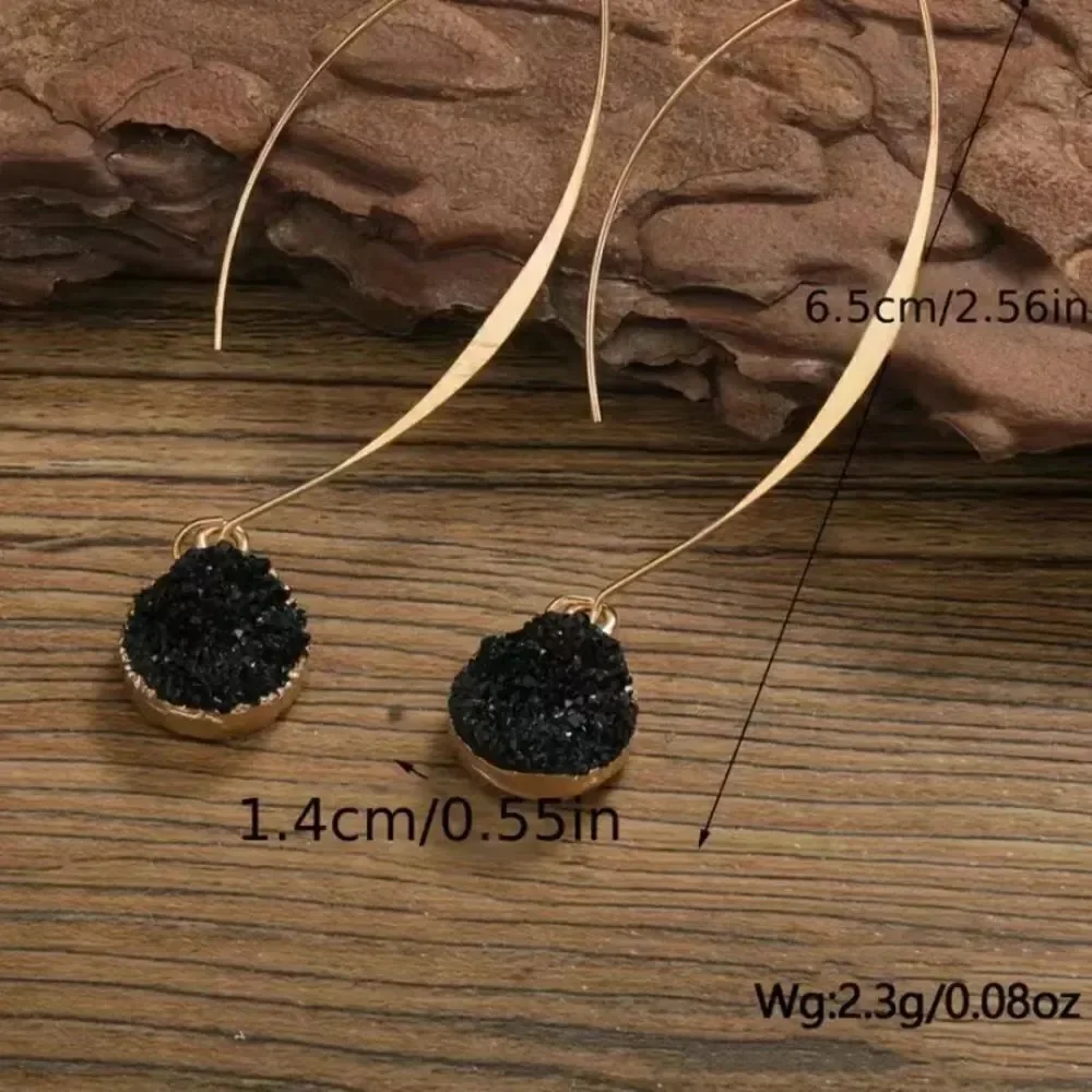 ✨🆕✨ BoHo Druzy Gold Tone Droplet Shape Crystal Cluster Druzy Dangle Earrings✨
