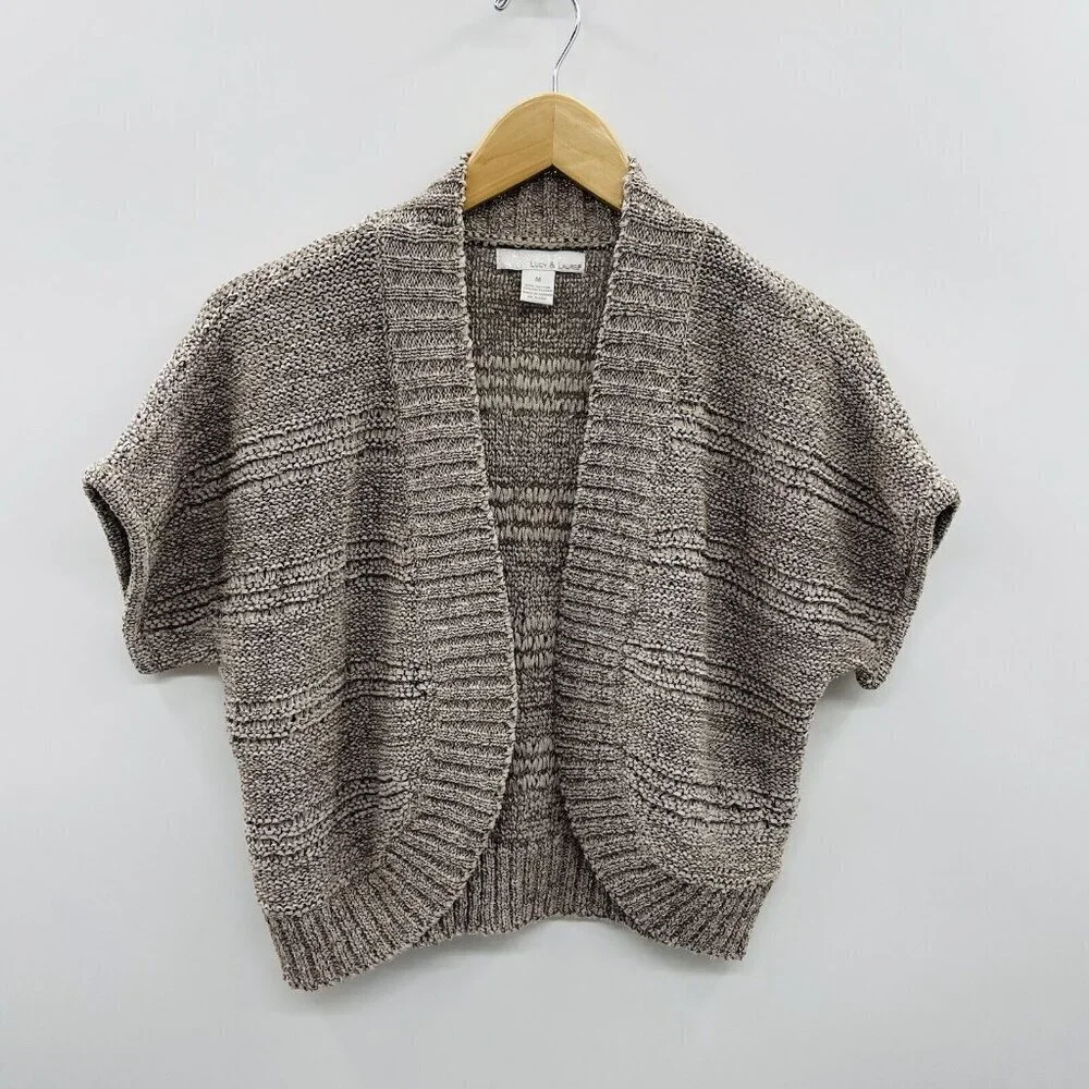 Lucy & Laurel Womens Medium Short Sleeve Open Front‎ Cardigan Sweater Bolero 086