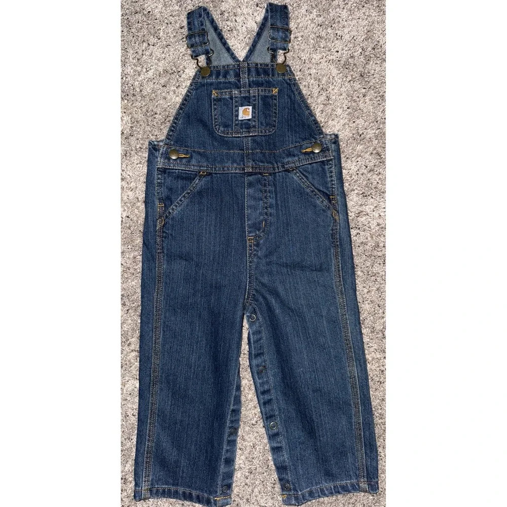 24M Carhartt‎ Denim Overalls Baby Toddler 24 Months Blue Jeans EUC