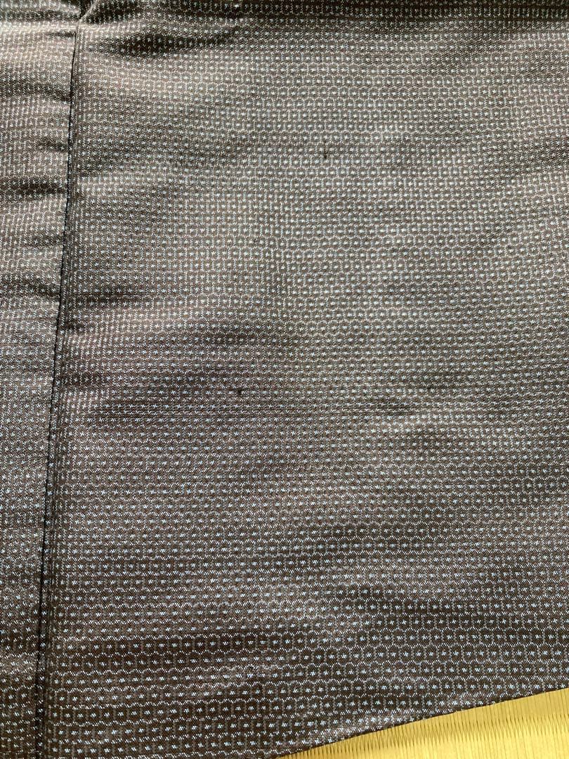 Men's Oshima Tsumugi Kimono and Haori Ensemble, Indigo? Gray? Tortoiseshell Pattern, Japanese Clothing, With Remnant Fabric