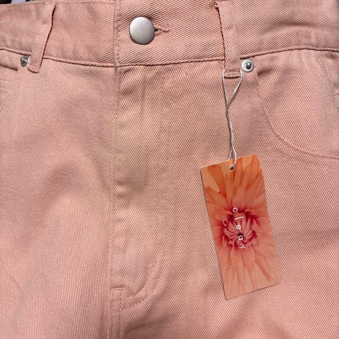 Clear Denim Cut Design Pants Pink M New ①