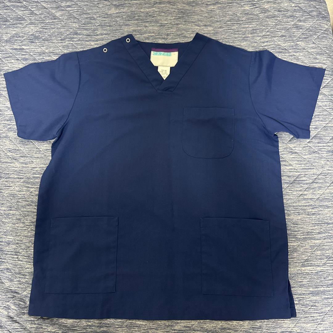 【KAZEN】Short Sleeve Scrub Navy L Size