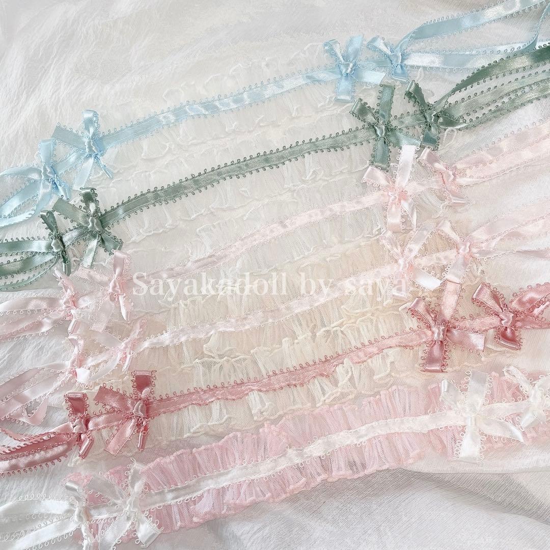 ♡ Princess W Ribbon Frill Headdress w × Silver ♡