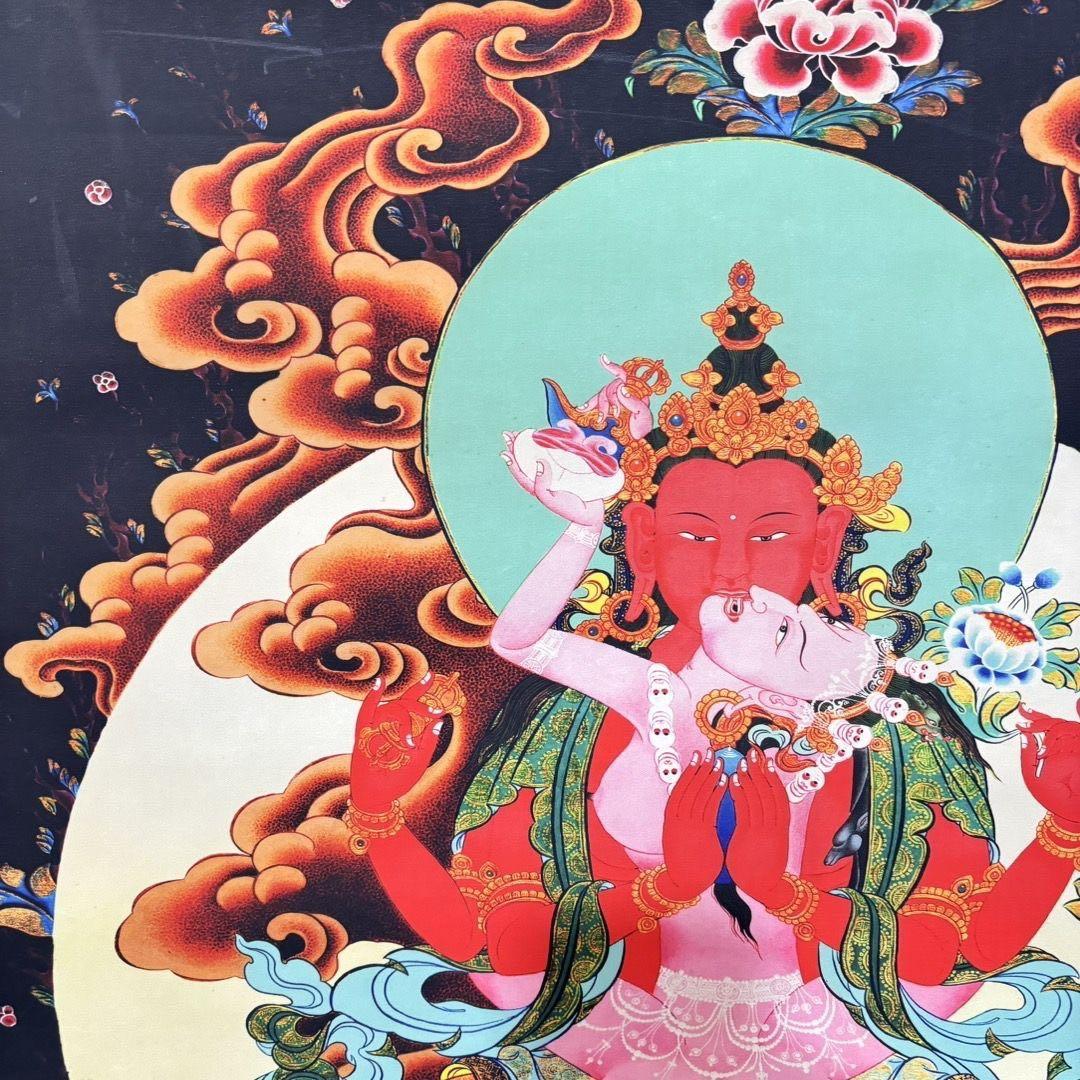 China Wall Scroll, Manjushri Bodhisattva, Auspicious Painting, Silk Cloth, 53x71cm