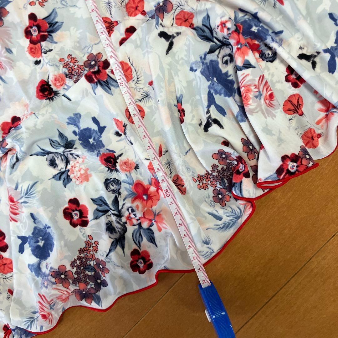 Floral Print V-Neck Ruffle Sleeve Top