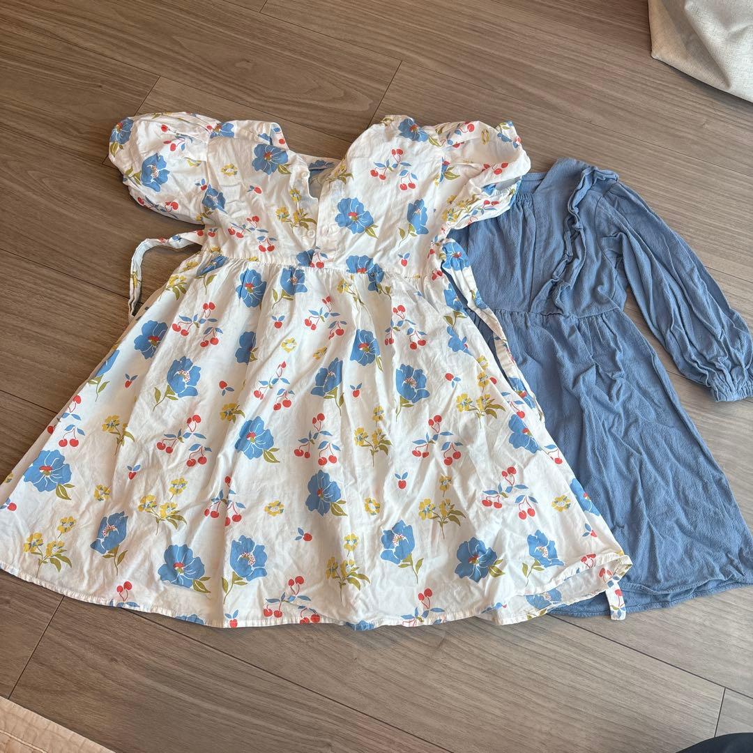 【Perfect for Summer】Floral Dress and Blue Top Set