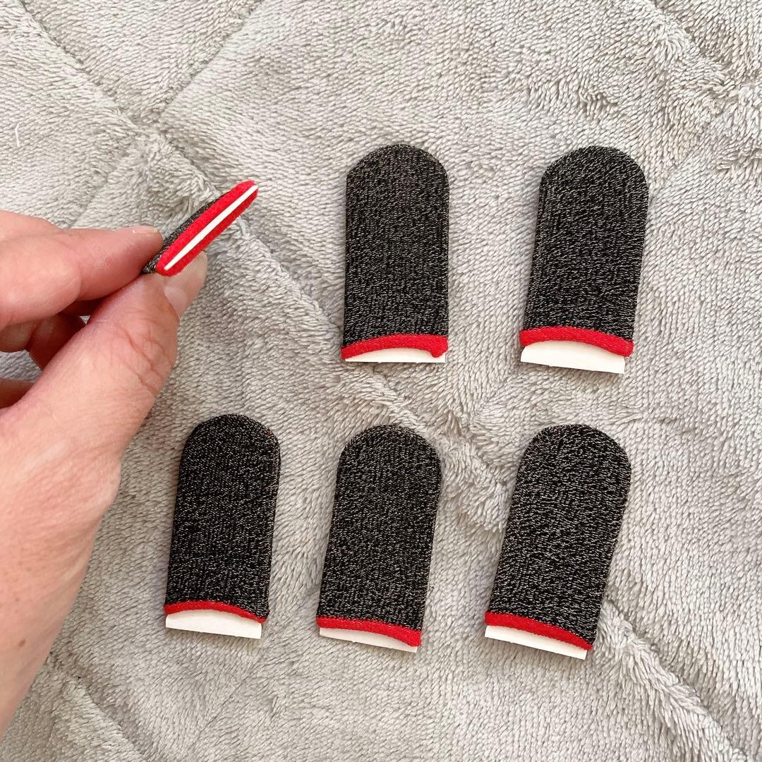 Mobile Game Finger Covers, Controller Finger Sleeves, Finger Gloves, Black, Red, 6 Pieces