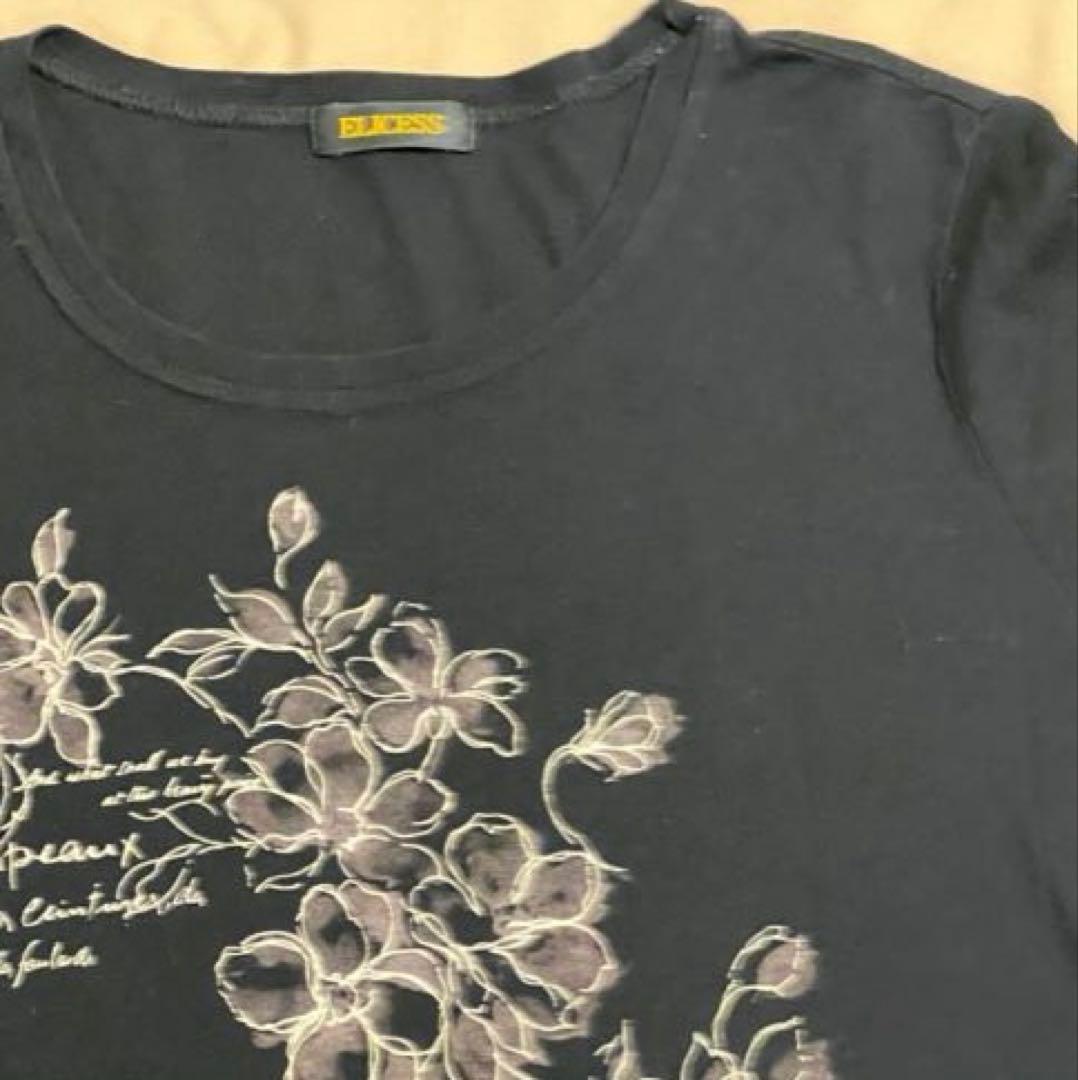 【Anonymous Shipping Included】ELICESS Floral Black Short-Sleeve T-Shirt Made in Japan Lightweight Women's