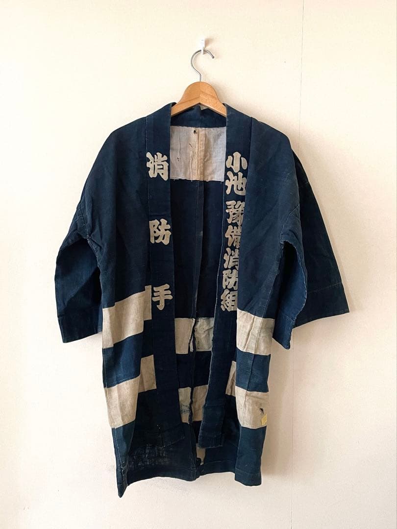 Antique: Indigo-dyed firemen's coat, Meiji to Taisho era, Boro, Rags, Japan Vintage